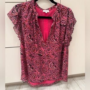 A.L.C. Pink blouse June silk top size 6 100% silk spring floral blouse